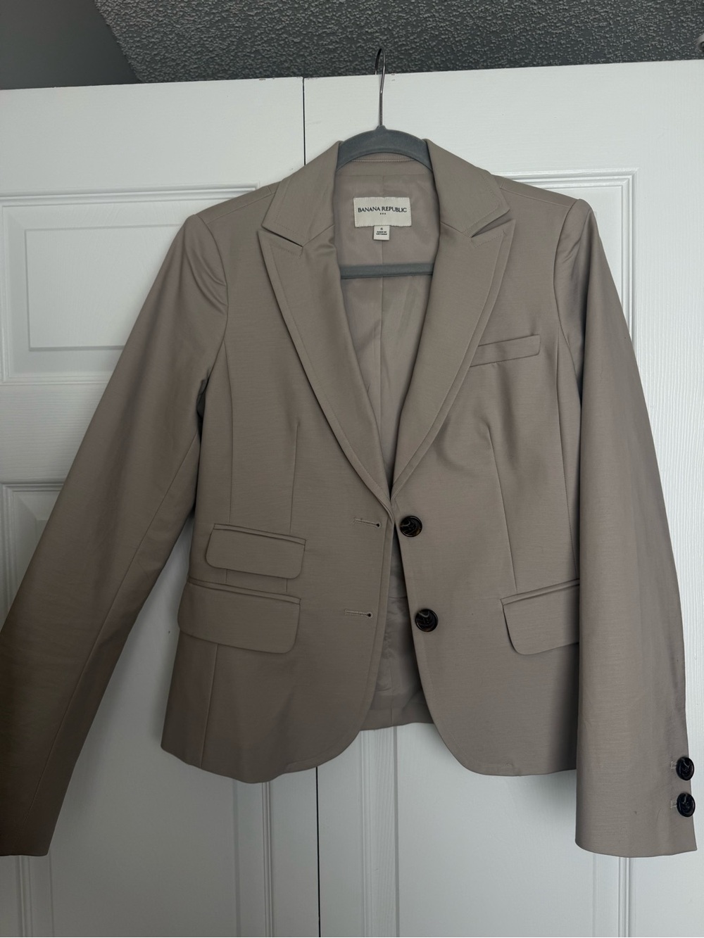 Banana Republic Neutral Taupe Blazer with Gray Hanger Detail